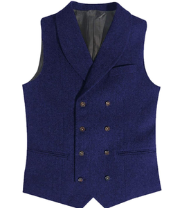 New Style <strong>Tweed</strong> <strong>Men</strong> Vest Slim Fit Male <strong>Waistcoat</strong> Double Breasted Formal Casual Business <strong>Mens</strong> Vests - Product Image 4