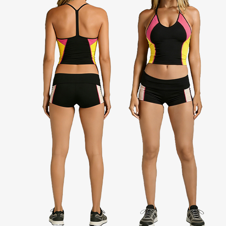 Custom Contrasting Colors Sports Outfit Workout Women Sleeveless Yoga tank Top V-neck Breathable Leisurewear