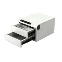 Coffre-fort en cuir blanc avec double tiroir, code par empreinte digitale et clé, trois modes de déverrouillage, idéal pour les objets de valeur personnels – Vente en gros usine