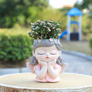 Criativo Modern Fairy Girl Resina Flower <span class=keywords><strong>Pot</strong></span>, adequado para pequenos vasos de plantio de flores, ideal para meninas bonitos usar - Product Image 3