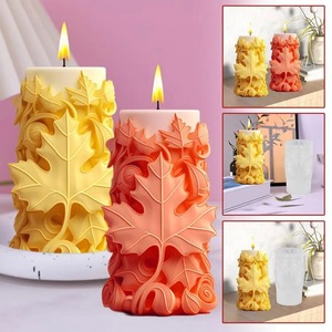Maple Leaf Relief Cylindrical Silicone <b>Mold</b> For DIY <b>Candles</b> Diffuser Plaster Home Decoration - Product Image 2