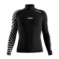 Rashguard de plongée pour homme, protection UV, col montant, manches longues coupe raglan, pour le surf, imprimé rayures noir et blanc