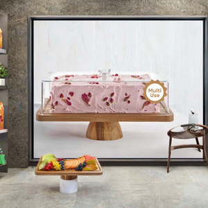 Plateau à charcuterie rectangulaire multifonctionnel écologique, compatible lave-vaisselle, support à gâteau en bois d'acacia avec couvercle en acrylique - Product Image 3