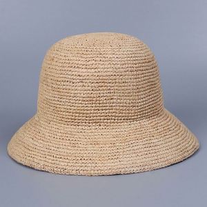 High Quality Elegant Hand Crochet Women Raffia Straw Bucket <b>Hat</b> Simple Wide Brim Outdoor Beach Sunscreen Fishermen <b>Hat</b> - Product Image 1