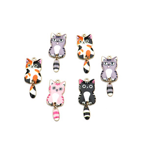 Breloques chat de dessin animé en alliage de zinc avec queue mobile, accessoires de bijoux DIY, pendentifs pour colliers, boucles d'oreilles, porte-clés, cadeau unisexe - Product Image 5