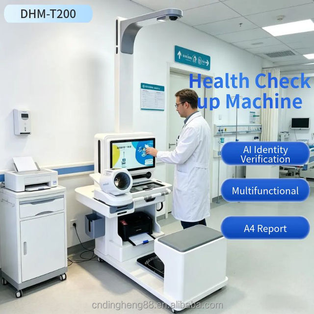 DHM-T200 Healthy Self-serv Medical Examination Kiosk OEM/ODM Customizable 21.5inch HD LCD Touch Screen Steel Plate