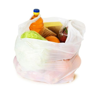 Sacs en plastique | Sacs d'épicerie blancs, Sacs à provisions en plastique avec poignées - Product Image 1