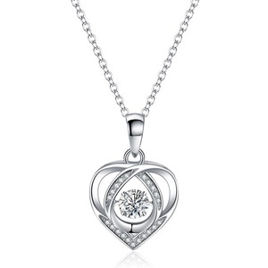 Vendita calda 925 in argento Sterling Zirconia cubica <span class=keywords><strong>cuore</strong></span> <span class=keywords><strong>dell</strong></span>'<span class=keywords><strong>oceano</strong></span> che batte <span class=keywords><strong>cuore</strong></span> <span class=keywords><strong>collana</strong></span> pendente per le donne - Product Image 3