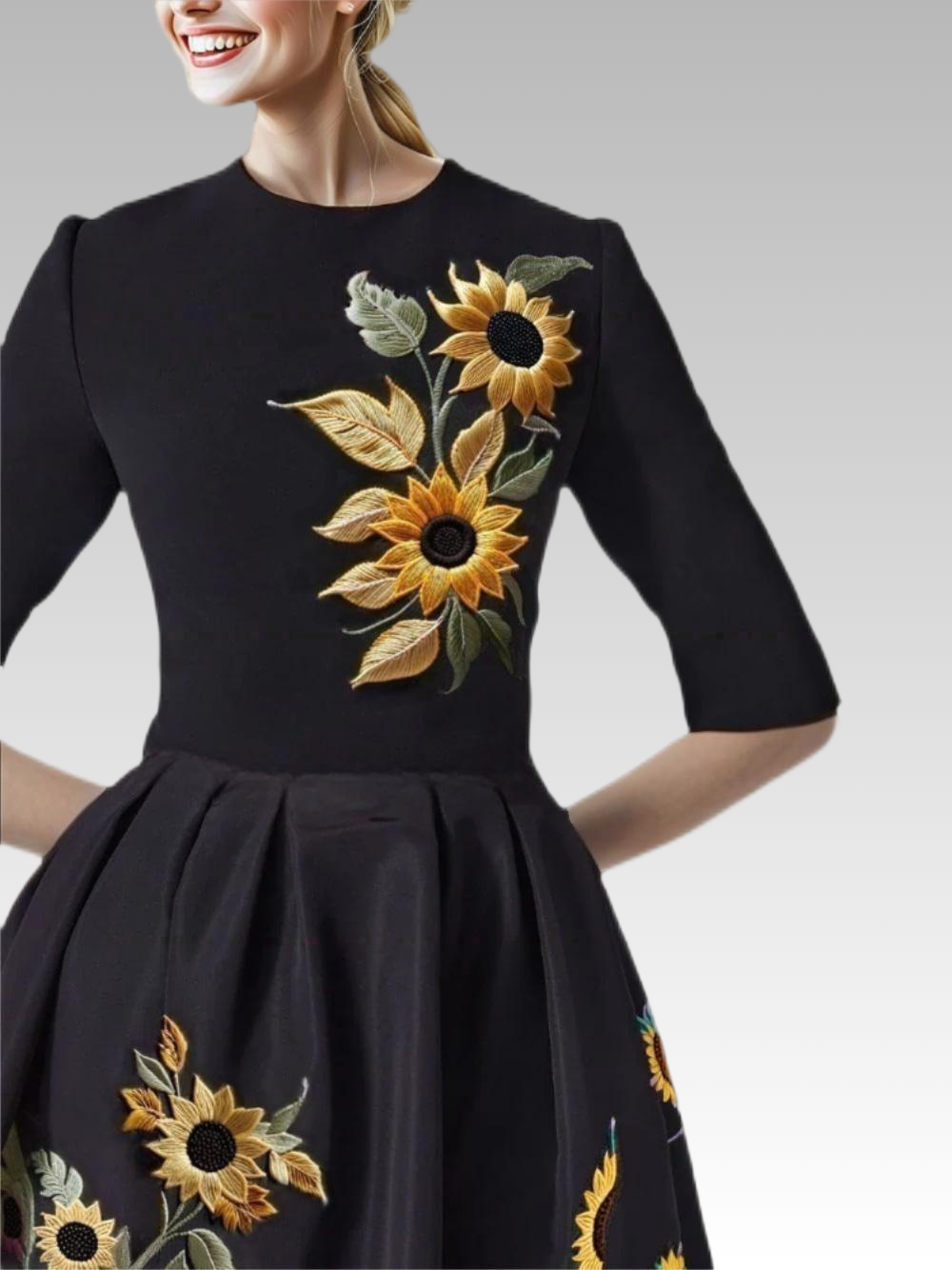 embroidered sunflower dress Embroidered sunflower long dress – remulia