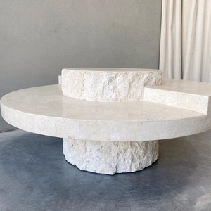 Table basse en marbre <span class=keywords><strong>travertin</strong></span> beige naturel personnalisée, design moderne et décoratif - Product Image 2