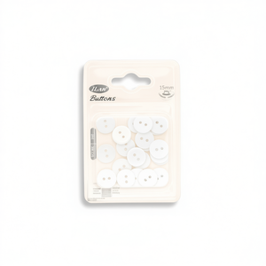 Bottoni Bianchi Ilan 15mm 24pz per Cucito e Artigianato - Product Image 1