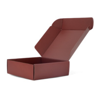 Boîte d'expédition pliante en carton ondulé avec logo personnalisé OEM, finition mate, couleur bordeaux, emballage cadeau pour e-commerce