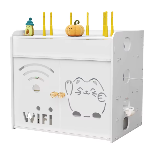 Modern Style Wall-mounted Wireless WiFi Set-top Box Storage Rack Optical Cat Router Wire Desktop Storage Box Plastic Punch-Free