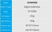 Multimètre numérique SUNSHINE DT-9205E Testeur de tension courant résistance capacité AC/DC Sunshine 9205e