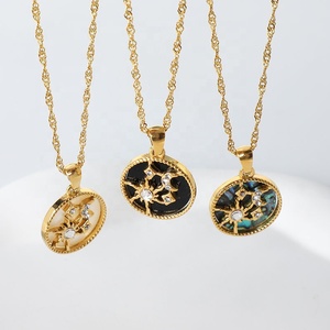 <span class=keywords><strong>Collana</strong></span> da donna alla moda 2023 con conchiglia, acciaio inossidabile placcato oro 18 carati, diamante, <span class=keywords><strong>luna</strong></span>, stella e <span class=keywords><strong>sole</strong></span>. - Product Image 3
