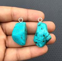 Magnifique Pendentif Fait Main en Argent Sterling 92,5 avec Pierre Précieuse Turquoise Brute de Qualité AAA, Vente en Gros pour Bijoux DIY (2 Pièces)