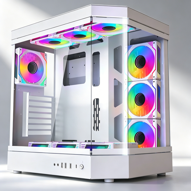 Used Steel Desktop Computer Chassis ATX Mini-ITX Water-Cooled Mid Tower E-Sports Game Machine Box Unique Sea View Fish Tank