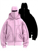 Sweat à capuche zippé intégral Y2K pour homme, style cagoule, avec surpiqûres et empiècements, coupe ample, en polaire épaisse, streetwear, marque privée, OEM en gros