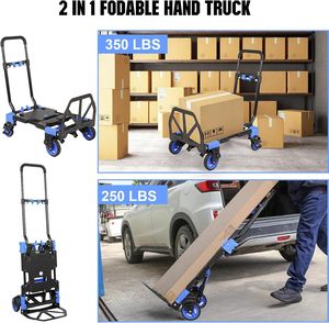 עגלת דוללי ניידת 2 ב 1 עגלה ניידת משאית עם סל פלסטיק שקט עגלת קפל - Product Image 2