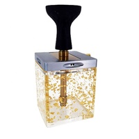 Chicha électrique portable de luxe dorée de 8 pouces en acier inoxydable avec éclairage LED au design miroir, idéale pour les voyages