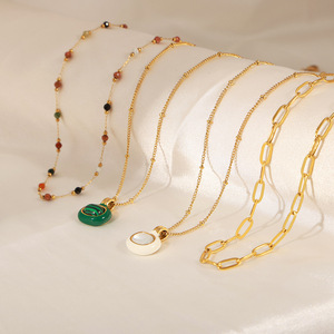 PVD 18K Gold Stainless Steel Pearl Pendant Necklace Natural Stone <b>Choker</b> | Best-Selling Classic Design | Hypoallergenic - Product Image 2