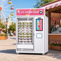 Distributeur automatique de crèmes glacées OEM avec écran tactile 21,5 pouces, congélateur -25°C, élévateur, paiement par carte de crédit, 54 références pour centre commercial