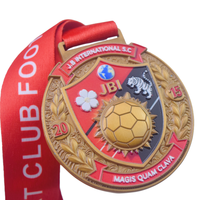 Medalla de Fútbol de Metal 3D de Alta Calidad, Proveedor de Fábrica, Oro Antiguo, JBI International SC MAGIS QUAM CLAVA, para Competición
