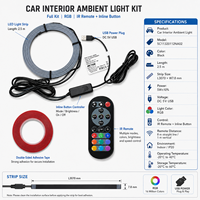 Luz Ambiental para Auto, Kit de Tiras LED RGB para Interiores, 2M 200 LEDs USB 5V, Sincronización con Música, con Control Remoto IR