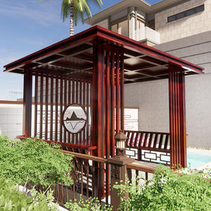 <span class=keywords><strong>Pergola</strong></span> motorisée à toit à lames orientables en aluminium pour spas, bains à remous, jardins, patios, piscines – Systèmes extérieurs bioclimatiques automatiques, marron, moderne et simple - Product Image 6