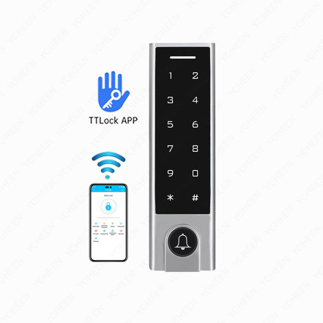 TTLOCK Zinc Alloy Waterproof Swiping Password APP Door Opening Touch Panel Narrow Version Access Control Machine Lock H3