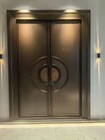 Porte d'entrée principale de villa européenne classique de luxe en bronze antique, circulaire, sculptée, en fonte d'aluminium, double, sur mesure, style rétro pour chambre à coucher