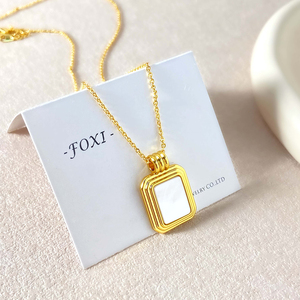 Pendentif en coquillage naturel plaqué or 18 carats, collier carré tendance en nacre pour femme, à porter au quotidien - Product Image 5