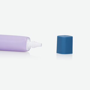 Tubo de PE delgado de color morado claro con impresión bicolor, punta cónica corta y tapa de rosca azul para ungüento reparador de la piel. - Product Image 2