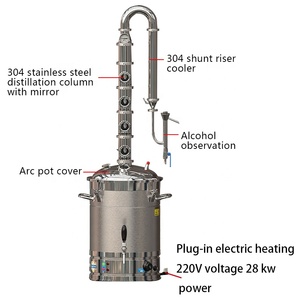 65L Plug-in Stainless Steel Distiller 4-layer Distillation Tower Distiller with Liquor <strong>Tester</strong> - Product Image 3