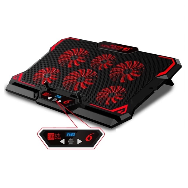 17inch Gaming Laptop Cooler Six Fan Led Screen Two USB Port 2600RPM Laptop Cooling Pad Notebook Stand for Laptop