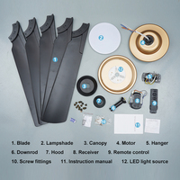 Ventilateur de plafond décoratif élégant de 60 pouces, noir mat et or, pour grand salon, chambre principale, ventilateur avec lumière LED