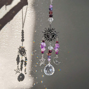 Attrape-soleil transfrontalier en cristal blanc, motif déesse de la lune, avec pendentif carillon éolien à effets de lumière et d'ombre, formes géométriques, ornement suspendu pour voiture et maison - Product Image 1