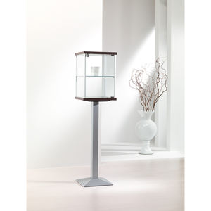 Vitrina Moderna con Vidrio Templado 45x45x153cm, Base Metálica Gris Claro, Estante Ajustable, Puerta con Cerradura - Product Image 1