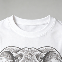 T-shirt Oversize en Coton Premium Personnalisé OEM, Streetwear Lourd, Fournisseur de Choix, Impression DTG Kornit, Motifs Visages Hip Hop, Couleur Ivoire