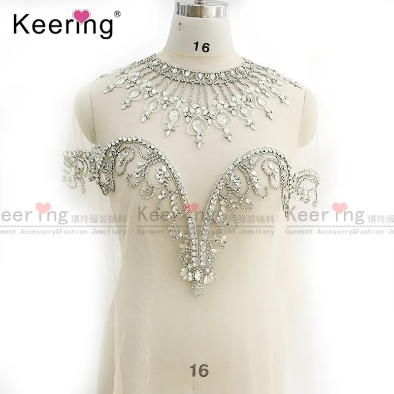 Rất Đẹp Mới Thiết Kế Phổ Biến WDP-168 Wedding Dress Trang Trí Trước Và Sau Đặt Lớn Pha Lê Thân Áo Rhinestone Đính