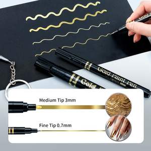 TranSon 2pcs stylos à peinture or à pointes moyennes fines pour marqueurs chromés liquides avec <span class=keywords><strong>effet</strong></span> <span class=keywords><strong>miroir</strong></span> pour modèles de bricolage ensemble en plastique d'art artisanal - Product Image 2