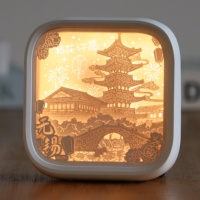 Lanterne en papier décorative personnalisée, sculpture artistique découpée au laser, boîte à ombre, vente en gros, veilleuse LED USB pour chambre à coucher, Noël