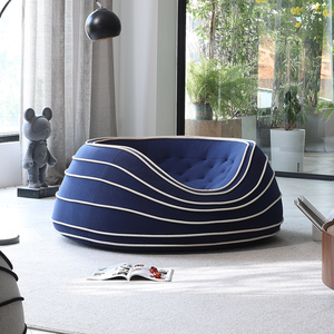 Fauteuil d'appoint modulaire en tissu minimaliste italien, sans structure, avec housse amovible, design incurvé, pour chambre à coucher - Product Image 4