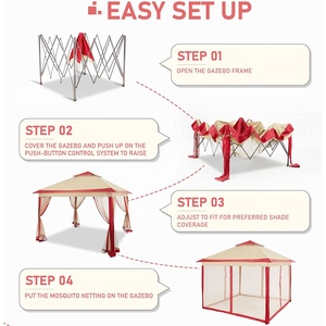 11 'x 11' Portable Pop Auvent Tente Installation Facile <span class=keywords><strong>Pliable</strong></span> Cadre En Métal Gazebo <span class=keywords><strong>Moustiquaire</strong></span> Rideaux pour <span class=keywords><strong>Abri</strong></span> Extérieur D'été - Product Image 3