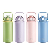 Bouteille d'eau de sport portable en acier inoxydable personnalisée HAERS, ensemble de gourde isotherme sous vide, bouteille d'eau de sport thermique avec paille