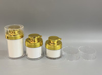 Pot cosmétique vide en acrylique sans air avec pompe dorée électroplaquée pour fond de teint et crème visage – 30g, 50g, 100g
