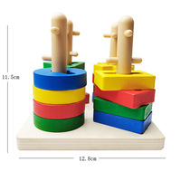 Forma geométrica a juego cognitivo cuatro juegos de rompecabezas columnas de madera niños juguetes educativos de aprendizaje