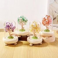 Ornements d'arbre en cristal naturel arbre porte-bonheur jaune souhaitant bouteille arbre de vie décoration de la maison artisanat dessin animé impression forme ovale