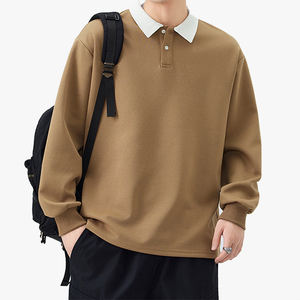 Camiseta Polo de Manga Larga Retro Personalizable, Estilo Holgado de Dos Piezas, Sudadera Moderna para Hombre, Prenda Superior de Moda Masculina - Product Image 2