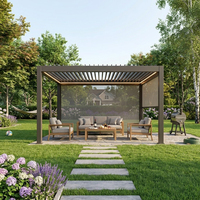 Anyhoo Luxe Moderne Extérieur En Aluminium Persienne Pergola Toit Imperméable Éclairage LED Finition Revêtement Poudre-Durable Coupe-Vent